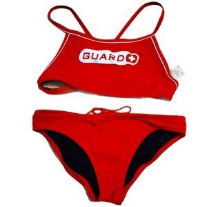 Life guard bikini woman large 10 red swim baywatch